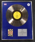 Official Gold Disc from BPI for Jasper Carrott Presented to Stephen James (Dick James's son) for the