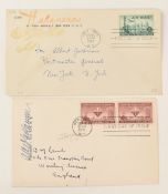 1947 Autographed Envelope - Leon Helguera Artist hand signed with watercolours sent to Albert