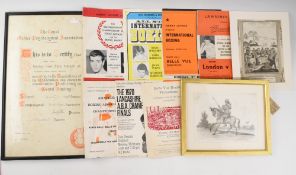 EPHEMERA - carton with a large selection including WW2 and WWI magazines, a framed certificate,