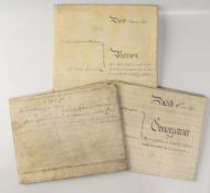 INDENTURES - DERBYSHIRE group of three indentures on vellum dated 1776-97 regarding the sale of land