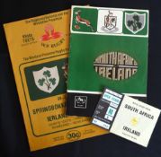 1981 S Africa v Ireland Tour Test Rugby Programmes etc (3): The Durban & Cape Town tests and a