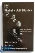 1970 NZ tour to S Africa Rugby Programme v Natal: Striking cover for this 40pp compact and