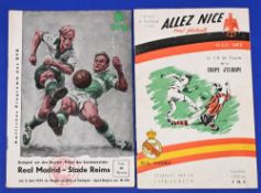 1959 European Cup final Real Madrid v Stade Reims in Stuttgart 3 June 1959 match programme; 1960 OGC