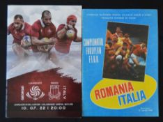 1989 & 2022 Romania & Georgia v Italy Rugby Programmes (2): The Azzurri on their travels, very