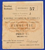 Ticket: 1925 FAC final match ticket Cardiff City v Sheffield Utd at the Empire Stadium Wembley, 25