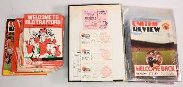 Manchester United FC home football programmes (86) and tickets (4) 1974-1981 to include 1975/76 x