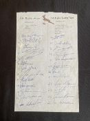 1971 Springbok Rugby Tourists Autograph Sheet: Official paper with crest, flimsy but well preserved,