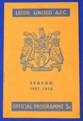 1957/58 Leeds Utd v Manchester Utd Div. 1 match programme 11 January 1958; team changes, overall