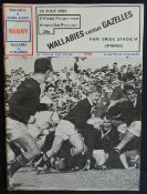 1969 Gazelles v Australia Rugby Programme: Substantial effort, again at Springs. VG