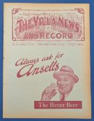 Pre-War 1935/1936 Aston Villa reserves v Manchester United Central League match September 1935,