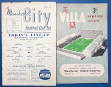 1956/57 Aston Villa reserves v Manchester United; Manchester City reserves v Manchester United