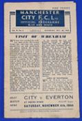 1944/45 Manchester City v Wrexham War League North match programme, 4 pager, heavy team changes;