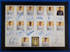 2001 Merlin Premier League Leeds Team with signatures, 17 stickers on card with 13 pictures, to