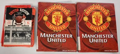 Manchester United FC two folders and 63 home programmes to include 1960s x10, 1970s x 45, 1980s x 8,