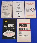 1956-1970 S Africa & NZ Rugby Itineraries (5): Official SA to NZ 1956; Tobacco Co to NZ & Aus 65;