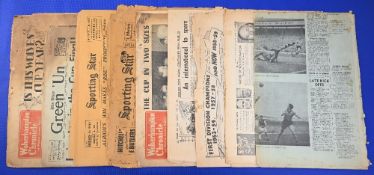 Collection of football newspapers to include Wolverhampton Chronicle 25 February 1949 Wolves players