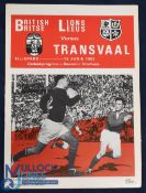 1968 British & I Lions v Transvaal Rugby Programme: Large detailed 32pp issue from Ellis Park.