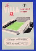 1954/55 Aston Villa reserves v Manchester Utd Central League match programme 27 December 1954;