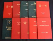 1988-95 Wales etc Bound VIP Rugby Programmes (10): Those special scarlet (in Wales) hard-covered '