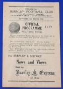 1945/46 Burnley v Polish RAF friendly match programme at Turf Moor 2nd March 1946, 4 page fair/