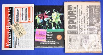1993/94 European Champions Cup Galatasaray v Manchester Utd match programme + match ticket;