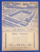 1939 Everton v Grimsby Town Div. 1 match programme 31 August 1938 at Goodison; fair/good. (1) NB: