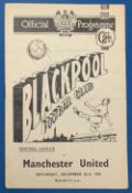 1950/51 Blackpool reserves v Manchester United Central League match programme 23 December 1950;