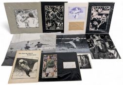 Black & white signed Photographs Football Icons with names of Charlie George, Ron Springett