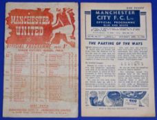 1945/46 Manchester Utd v Manchester City League North 6 April 1946; single sheet, creases, no