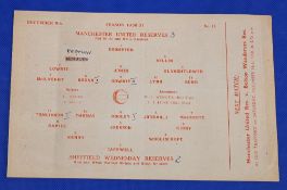1950/51 Manchester United reserves v Sheffield Wednesday Central League single sheet programme 9