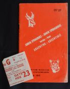 1965 Junior Springboks v Argentina Rugby Programme & Ticket (2): Minor loss to cover margin,