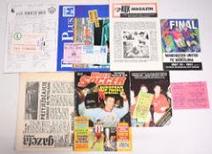 1990/91 European Cup Winners Cup away programmes for Manchester Utd. away at Wrexham + match tickets