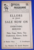 Post war Rugby League programme: 1936/37 Wigan v Widnes. Good-Fair condition with a rusty staple