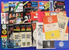 Collection of Wales international home match programmes 1955 Austria (souvenir 4 page card, ¾