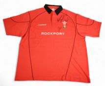 2002-2004 Wales Reebok/Rockport signed Rugby Jersey: Scarlet replica, black collar, Rockport-