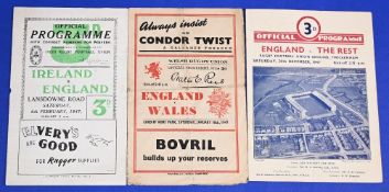1947 England Rugby Programmes Set Two (3): Both Wales (a tad worn) & Ireland v England that year,
