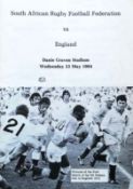 1984 SA Rugby Federation v England Rugby Programme: 12pp plus covers, clean crisp b/w effort. VG