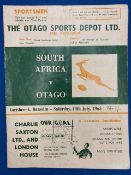 1965 Otago v S Africa Rugby Programme: A little worn but very collectable, large issue with