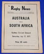 1971 Australia v S Africa Rugby Programme: Rugby News edition, plain cover, G