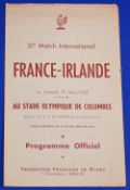 1958 France v Ireland Rugby Programme: Scarce 'French Fifties Flimsy', a little creased to top