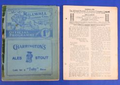 1938/1939 Millwall v Sheffield Wednesday Div. 2 match programme 7 April 1939; selotape to spine,
