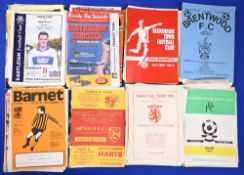 Collection of non-league match programmes mainly 1970s onwards to include 1995/96 Atherton v Wigan
