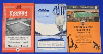 1957/58 Manchester Utd away match programmes Nottingham Forest, WBA, Wolves (champions), team
