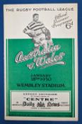 1930 Scarce Rugby League Australia v Wales 18/1/30 - this was the first Rugby League International