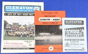 Selection of Glenavon homes 1957/58 Aarhus (EC), 1977/78 PSV Eindhoven (UEFA), 1979/80 Standard