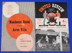 1957/58 Manchester Utd v Aston Villa Charity Shield match programme 22 October 1957 (slight