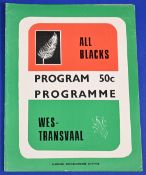 1976 in SA, W Transvaal v NZ Rugby Programme: Large, packed. VG