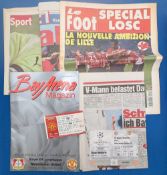 2001 Champions League Final Ticket Newspaper Cutting, plus 2002 semi final tickets v Bayer