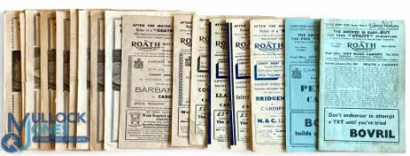 1947-59 Cardiff RFC Rugby Programmes (24): Vintage Versions v Old Foes Newport, the Barbarians,