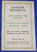 1947-8 Lancashire & Cheshire v the Australians Rugby Programme: At Belle Vue, Manchester, 26th Nov